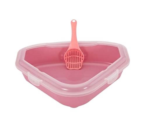 NESPIQ Katzentoilette Für Katzen Dreieckiges, Spritzschutzfreies, Niedriges Profil Für Eck-Katzentoilette, Katzentoilette Für Welpen, Hauskatzen, Kaninchen Katzenklo Für Katzen(Pink) von NESPIQ