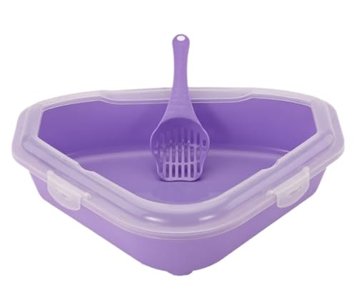 NESPIQ Katzentoilette Für Katzen Dreieckiges, Spritzschutzfreies, Niedriges Profil Für Eck-Katzentoilette, Katzentoilette Für Welpen, Hauskatzen, Kaninchen Katzenklo Für Katzen(Purple) von NESPIQ