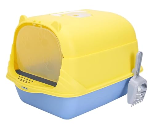 NESPIQ Katzentoilette Für Katzen Geschlossene Katzentoilette, Anti-Spritzer, Abnehmbar, Für Hauskatzen, Mit Vordertür, Kätzchentöpfchen Mit Schaufel Katzenklo Für Katzen(Yellow) von NESPIQ