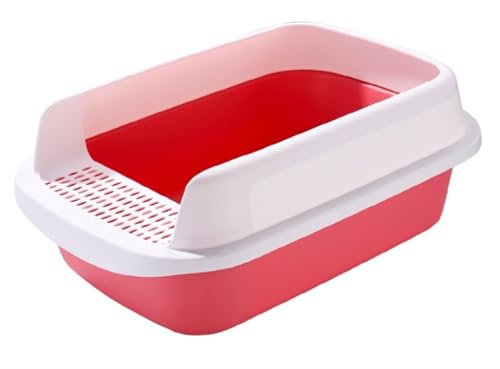 NESPIQ Katzentoilette Für Katzen Offene Katzentoilette Mit Hoher Seitenwand, Spritzschutz Und Streu-Siebschaufel Katzenklo Für Katzen(Pink) von NESPIQ