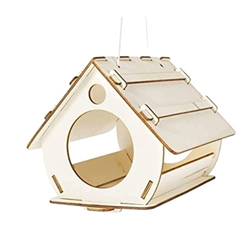 NESPIQ Vogelfutterhaus Balkon Garten Hängender Futterspender Aus Holz Für Selbermachen, Zusammengebaute Gartendekoration, Vogelfutterstation Futterhaus Für Vögel von NESPIQ