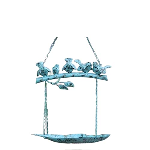 NESPIQ Vogelfutterhaus Balkon Garten Hängender Outdoor-Haustier-Vogelfutter-Futterspender Country Retro Iron Bird Feeder Villa Courtyard Futterhaus Für Vögel(Blue) von NESPIQ