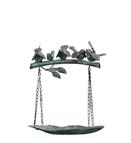 NESPIQ Vogelfutterhaus Balkon Garten Hängender Outdoor-Haustier-Vogelfutter-Futterspender Country Retro Iron Bird Feeder Villa Courtyard Futterhaus Für Vögel(Grün) von NESPIQ