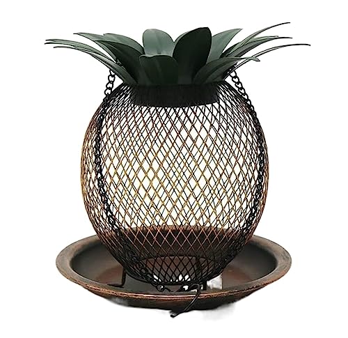 NESPIQ Vogelfutterhaus Balkon Garten Kolibri-Vogelfutterstation Aus Schmiedeeisen Mit Ananas-Motiv Für Aufhängen Im Freien Mit Solar-LED-Licht Futterhaus Für Vögel von NESPIQ