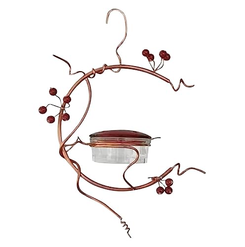 NESPIQ Vogelfutterhaus Balkon Garten Metallrote Beeren Hängender Kolibri-Feeder-Vogel-Wassertrinker Für Patio-Garten-Yard Im Freien Futterhaus Für Vögel(16 * 23cm) von NESPIQ