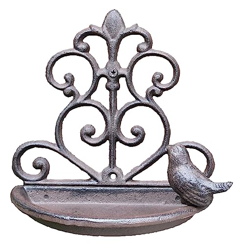 NESPIQ Vogelfutterhaus Balkon Garten Rustikale Vogelfutterstation Aus Gusseisen, Bauernhof, Garten, Wandmontage, Metall, Vogelfigur, Hausakzente Futterhaus Für Vögel von NESPIQ