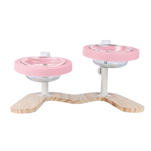 NESSICURE Höhenverstellbarer Futternapf für Hunde und Katzen, Verstellbarer Futternapf mit Ständer und Rutschfester Basis, Futternapf für Haustiere mit rosa und blauem Halter (Rosa, Set) von NESSICURE