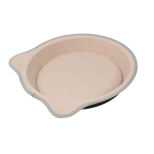 NESSICURE Kartonfreier Katzenkratzbaum, Katzenbett in Kuchentellerform, langlebige Kratzplatte und Nickerchennest (Beige) von NESSICURE