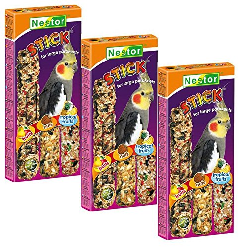 3X Knabberstangen 3 Stück Stick für Großsittiche Futtermischung Frucht Nuß Tropical 3X Knabberstangen 3 Stück Stick für Großsittiche Futtermischung Frucht Nuß Tropical von NESTOR