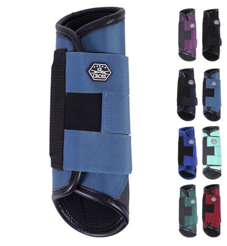 NETPROSHOP 1 Paar Eventing-Hinterbein-Gamaschen Technical Pferde Vielseitigkeitsgamaschen, Groesse:M, Farbe:Stahlblau von NETPROSHOP