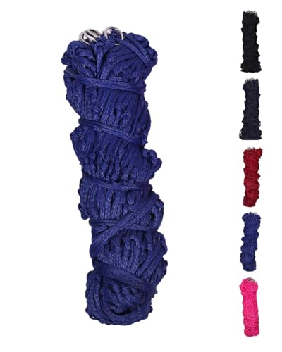 NETPROSHOP Heunetz mit Ringen für ca. 4-6 kg Heu Länge ca. 120 cm Maschen 5cm aus Nylon, Farbe:Kobaltblau von NETPROSHOP
