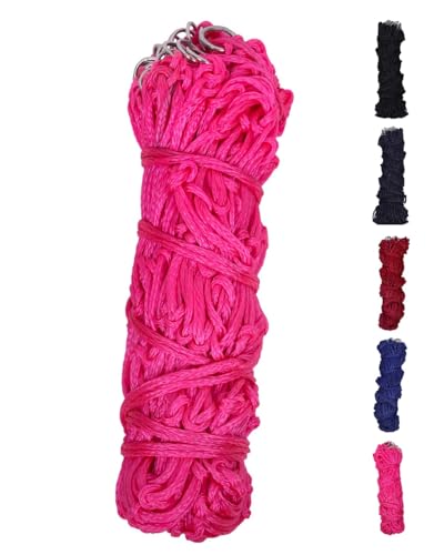 NETPROSHOP Heunetz mit Ringen für ca. 4-6 kg Heu Länge ca. 120 cm Maschen 5cm aus Nylon, Farbe:Pink von NETPROSHOP