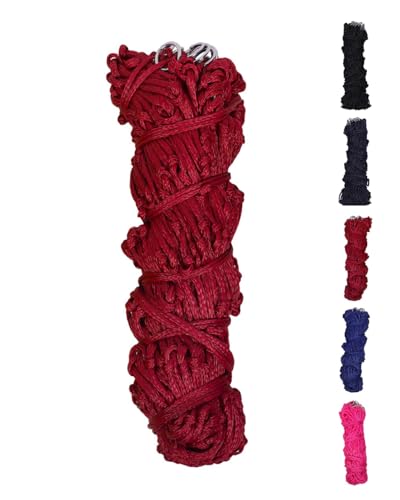NETPROSHOP Heunetz mit Ringen für ca. 4-6 kg Heu Länge ca. 120 cm Maschen 5cm aus Nylon, Farbe:Rot von NETPROSHOP