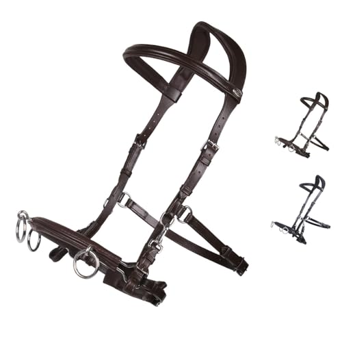NETPROSHOP Leder Kappzaum Longierhilfe für Bodenarbeit Schwarz Größe Pony Cob Full XFull, Groesse:Full, Farbe:Braun von NETPROSHOP