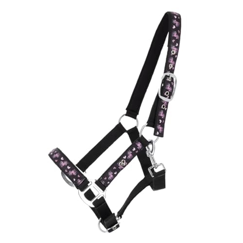 NETPROSHOP Weich gepolstertes Halfter Einhorn 2-Fach verstellbar schwarz-pink Shetty Pony Cob Full, Groesse:Pony, Farbe:Einhorn von NETPROSHOP