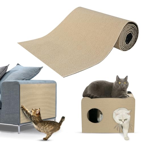 Kratzmatte Katze Selbstklebend,Kratzfestes Sofa kratzmatte Katze,Selbstklebend Kratzteppich Katze Wand,Wiederverwendbar kratzteppich Katze,DIY kratzmatte selbstklebend 30 * 100cm(Khaki) von NEUFOOD