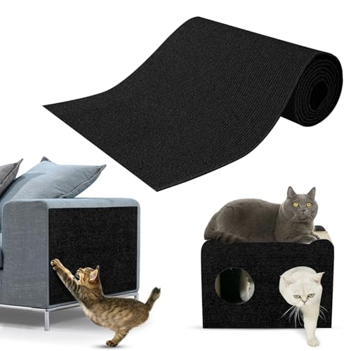 Kratzmatte Katze Selbstklebend,Kratzfestes Sofa kratzmatte Katze,Selbstklebend Kratzteppich Katze Wand,Wiederverwendbar kratzteppich Katze,DIY Kratzmatte Katze 30 * 100cm(Schwarz) von NEUFOOD