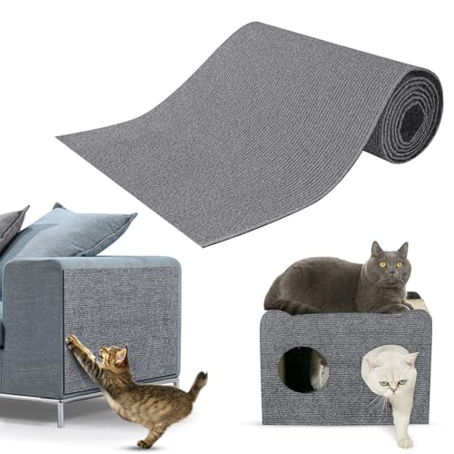 Kratzmatte Katze Selbstklebend,Kratzfestes Sofa kratzmatte Katze,Selbstklebend Kratzteppich Katze Wand,Wiederverwendbar kratzteppich Katze,DIY kratzmatte selbstklebend 30 * 100cm(hellgrau) von NEUFOOD