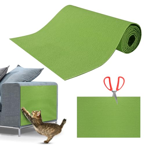 Kratzmatte Katze Selbstklebend,Kratzfestes Sofa kratzmatte Katze,Selbstklebend Kratzteppich Katze Wand,Wiederverwendbar kratzteppich Katze,DIY kratzmatte selbstklebend 40 * 200cm Grün von NEUFOOD