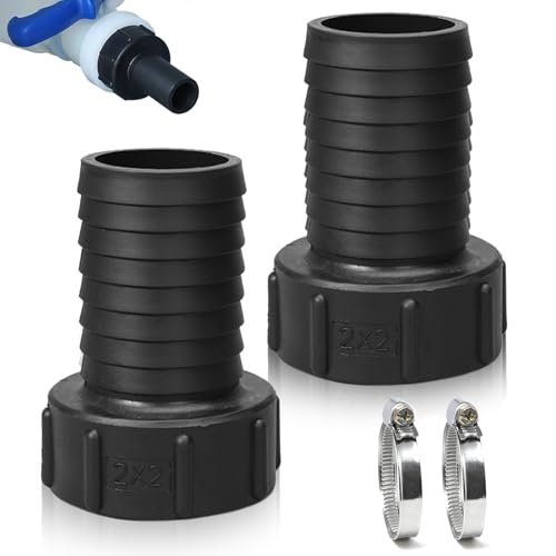 NEUSID 2 Stück IBC Adapter S60x6 auf Schlauchtülle, IBC Tank Adapter S60x6 (60mm) Grobgewinde Import auf 2 "(50 mm) Gartenschlauch Wasserhahn Adapter Tankschlauchadapter IBC Tank Zubehör von NEUSID