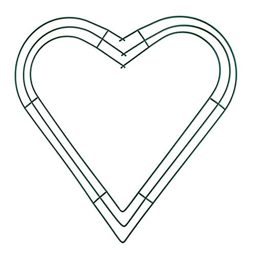 NEVRTP Herzförmiger Seidengirlandenrahmen zum Valentinstag, 12-Zoll-Metallgirlandenrahmen, mit rotem Band, geeignet für Neujahr, Valentinstag, Familienfeierdekoration, dunkelgrün (Grün) von NEVRTP