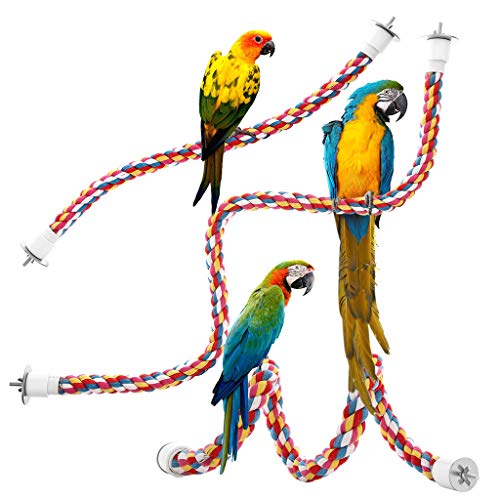 NEVRTP Vogelseil Lebensraum, hängendes mehrfarbiges Seilspielzeug ， bequemes Schlafpapagei Spielzeug Rung Bungee Vogelspielzeug Hängendes mehrfarbiges Seilspielzeug (M, Mehrfarbig) von NEVRTP