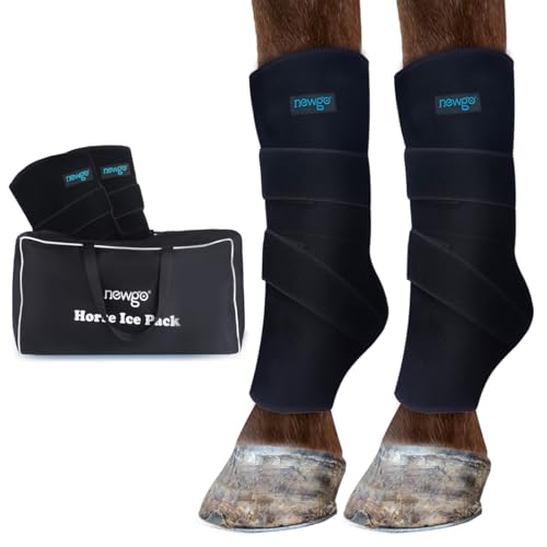 NEWGO Kühlgamaschen Pferd Kühl-Gamaschen Pferd Wiederverwendbare für Verletzungen, Kühlung Pferd Knie 1 Bandage mit 2 Kühlakkus für Stiefel, und Hufe (2 Stück) von NEWGO