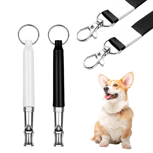 NEWHE 2 Stücke Ultraschall-Hundepfeife Hochfrequenz Lautlos & Hundepfeife Rütter Rückruf – Langlebige Hunde-Pfeifen für Effektives Hundetraining, Hundepfeife Rückruf mit Schlüsselband von NEWHE
