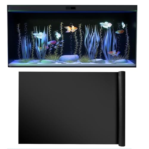 NEWHE Selbstklebende Aquarium Hintergrundfolie Schwarz 30x200cm | PET- Aquarium Rückwand mit Glatte Oberfläche | Zuschneidbare Aquarium Rückwandfolie | Aquarium Folie Rückwand Keine Verblassung von NEWHE