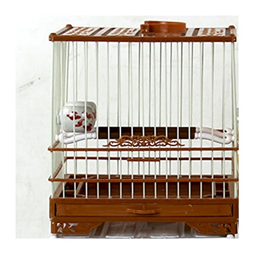 Vogelkäfig mit Abdeckung, Kunststoffkäfig, kleine Vögel, hängende Muscheln, Nest, Hoose, Vogelhaus, Papageienkäfig, Haus, Außenkäfig, Netzabdeckung (Farbe: Weiß) (Braun) von NEWNAN