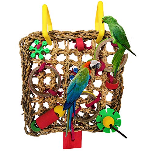 Vogelspielzeug für Papageien, Barsch, Kletternetz für Sittiche, geflochtenes Seil, hängendes Schaukelspielzeug für Nymphensittiche, Grausittiche, Sittiche, Käfigzubehör von NEWNAN