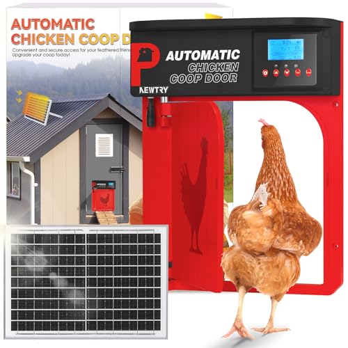 NEWTRY Automatischer Hühnerstall-Türöffner, Schwenktür mit Timer und Lichtsensor, Einklemmschutz, 10 W, solarbetrieben, 40 m Fernbedienung (Rot) NEWTRY Automatischer Hühnerstall-Türöffner, Schwenktür mit Timer und Lichtsensor, Einklemmschutz, 10 W, solarbetrieben, 40 m Fernbedienung (Rot) von NEWTRY