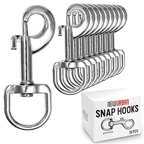 NEWURBAN 10 Snap Hooks Heavy Duty 75mm x 20mm - Double End Heavy Duty Trigger Snaps for Dog Leash - Pet Feed Bucket - Pet Hammock - Water Bucket - Spring Pet Buckle - Handmade Crafts Project - Silver von NEWURBAN