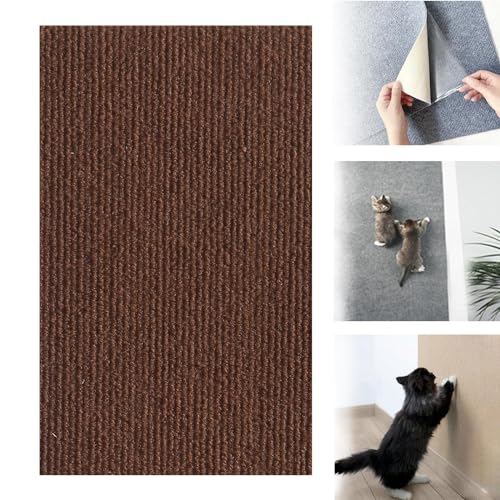 Cat Scratching Mat, Climbing Cat Scratcher, Cat Wall Scratcher - Trimmable Wall Mounted Cat Scratcher Climber Mat, Cat Scratch Furniture Protector for Couch, Wall, Bed (Brown,16 * 39in) von NEZIH