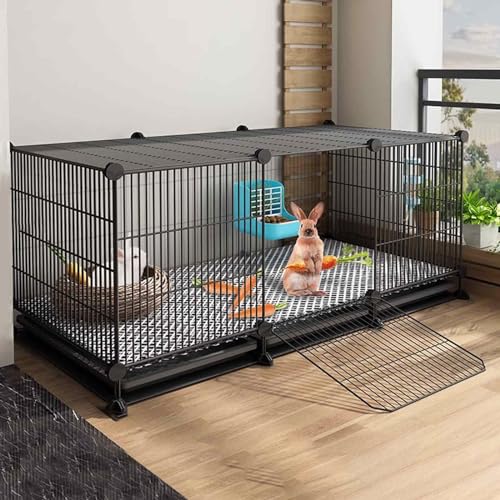 NEZIH Animal Playpen Mit Tablett, Haustierkäfige Für Kleine Tiere, Meerschweinchenkäfig, 1,3 cm Verschlüsseltes Netz, Tablettdesign/C von NEZIH