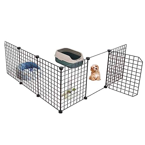 NEZIH Hundeplaypens/Kätzchengehäuse Mit Tür, Metall -Haustierzaun Faltbarer Hund Katze Welpe, Tragbar, Diy/111 * 111 * 47Cm von NEZIH