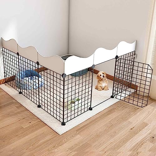 NEZIH Hundeplaypens/Kätzchengehäuse Mit Tür, Metall -Haustierzaun Faltbarer Hund Katze Welpe, Tragbar, Diy/111 * 111 * 57Cm von NEZIH