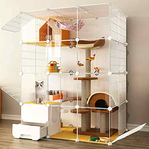 NEZIH Kätzchengehäuse, PVC Transparent Design Cat Playpen, Der Boden Ist Verstärkt Und Tragend Und Leicht Zu Reinigen Cat Villa/B/111 * 75 * 147Cm von NEZIH