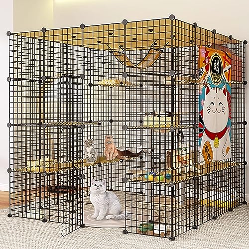 NEZIH Kätzchenstift Mit Dach, Katzenkäfige Innenräume Großer Haustierkiste Abnehmbar, Nicht Überfüllte Katzenkiste, Super Tragende, Dickere Stahlrahmenzatterie/Black/147 * 147 * 146Cm NEZIH Kätzchenstift Mit Dach, Katzenkäfige Innenräume Großer Haustierkiste Abnehmbar, Nicht Überfüllte Katzenkiste, Super Tragende, Dickere Stahlrahmenzatterie/Black/147 * 147 * 146Cm von NEZIH