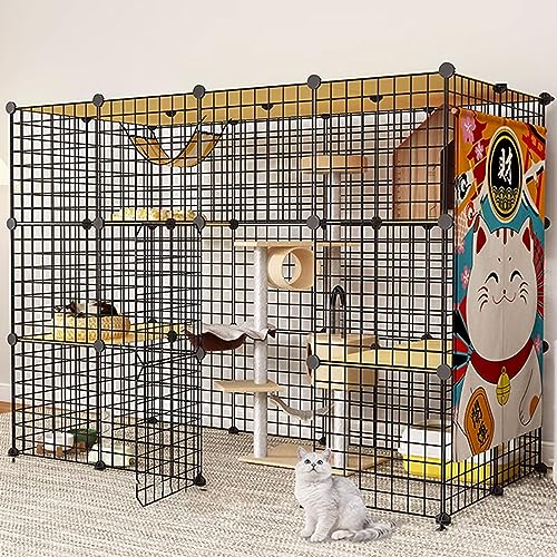 NEZIH Kätzchenstift Mit Dach, Katzenkäfige Innenräume Großer Haustierkiste Abnehmbar, Nicht Überfüllte Katzenkiste, Super Tragende, Dickere Stahlrahmenzatterie/Black/147 * 75 * 109Cm NEZIH Kätzchenstift Mit Dach, Katzenkäfige Innenräume Großer Haustierkiste Abnehmbar, Nicht Überfüllte Katzenkiste, Super Tragende, Dickere Stahlrahmenzatterie/Black/147 * 75 * 109Cm von NEZIH