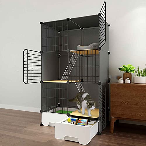 NEZIH Katze Villa Innen Mit Geschlossener Katzentoilette, Haustierplaypen, Käfigkäfig, Metall Und Abs-Kunststoff, Ultra-Weite Plattform/75 * 49 * 127Cm NEZIH Katze Villa Innen Mit Geschlossener Katzentoilette, Haustierplaypen, Käfigkäfig, Metall Und Abs-Kunststoff, Ultra-Weite Plattform/75 * 49 * 127Cm von NEZIH