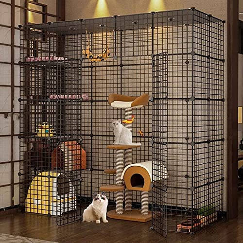 NEZIH Katzenkäfige Große Haustierkiste Abnehmbar Extra Großer Katzengatten Mit Müllblattschale, 3 -Stufige Kleine Tierkäfig, Metall/A-Basic Model/183 * 75 * 182Cm von NEZIH