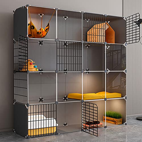 NEZIH Katzenkäfige Mit Dach, Katzenkiste Groß, Katzenhaus, Transparentes Design, Doppelschichtgewichtete Plattform, Leicht Zu Montieren Der Catterie (Suite)/C/147 * 39 * 147Cm von NEZIH