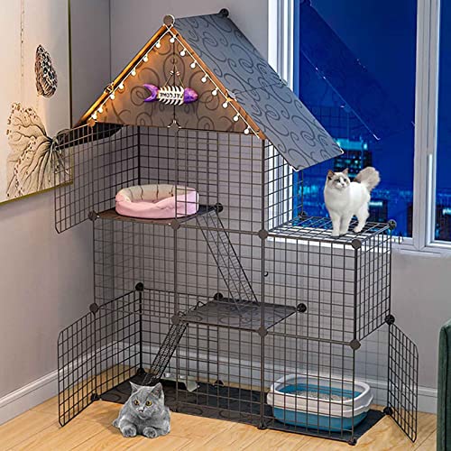 NEZIH Katzenkäfige Mit Dach Und Tür, Katzenkisten Metall, Katzenhaus Mit Rutschpolster, Befestigungsschnalle/111 * 39 * 146Cm-A NEZIH Katzenkäfige Mit Dach Und Tür, Katzenkisten Metall, Katzenhaus Mit Rutschpolster, Befestigungsschnalle/111 * 39 * 146Cm-A von NEZIH