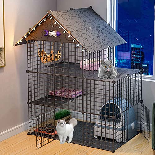 NEZIH Katzenkäfige Mit Dach Und Tür, Katzenkisten Metall, Katzenhaus Mit Rutschpolster, Befestigungsschnalle/111 * 75 * 146Cm-B NEZIH Katzenkäfige Mit Dach Und Tür, Katzenkisten Metall, Katzenhaus Mit Rutschpolster, Befestigungsschnalle/111 * 75 * 146Cm-B von NEZIH