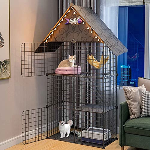 NEZIH Katzenkäfige Mit Dach Und Tür, Katzenkisten Metall, Katzenhaus Mit Rutschpolster, Befestigungsschnalle/75 * 39 * 146Cm-A NEZIH Katzenkäfige Mit Dach Und Tür, Katzenkisten Metall, Katzenhaus Mit Rutschpolster, Befestigungsschnalle/75 * 39 * 146Cm-A von NEZIH