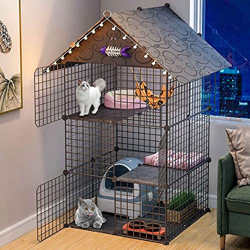 NEZIH Katzenkäfige Mit Dach Und Tür, Katzenkisten Metall, Katzenhaus Mit Rutschpolster, Befestigungsschnalle/75 * 75 * 146Cm-B NEZIH Katzenkäfige Mit Dach Und Tür, Katzenkisten Metall, Katzenhaus Mit Rutschpolster, Befestigungsschnalle/75 * 75 * 146Cm-B von NEZIH