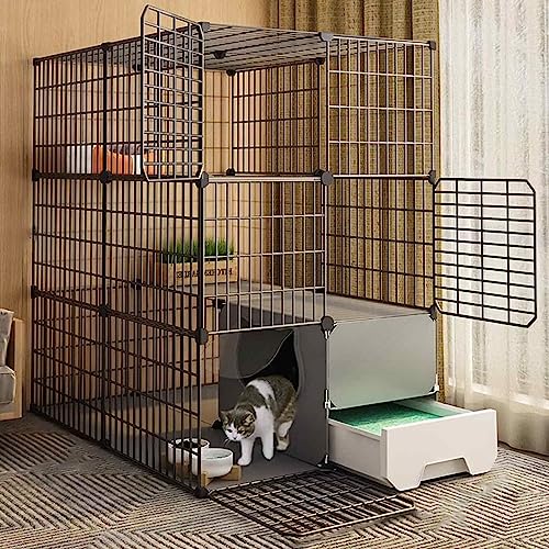 NEZIH Katzenkisten Mit Katzentoilette, Katzen-Playpens, Metall Und Abs-Kunststoff, Ultra-Weite Plattform/C/Black-75 * 95 * 109Cm NEZIH Katzenkisten Mit Katzentoilette, Katzen-Playpens, Metall Und Abs-Kunststoff, Ultra-Weite Plattform/C/Black-75 * 95 * 109Cm von NEZIH