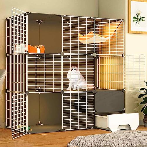 NEZIH Katzenvilla, Katzenspielstifte Für Innenräume, Pet-Playpen Für Katzen, Transparentes Design, Doppelschicht Gewichtete Plattform/B-105 * 45 * 105Cm von NEZIH