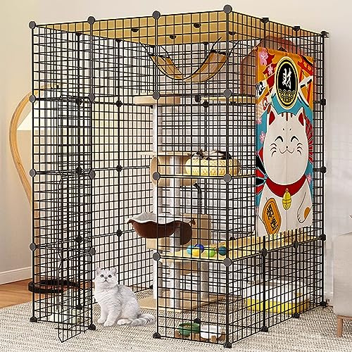 NEZIH Nicht Überfüllte Katzenkäfige Metall, Kätzchenstift Mit Dach, Kleinkäfigkäfigkäfig, Super Tragend, Sicherer, Leicht Zu Montieren/C/Black-111 * 111 * 145Cm NEZIH Nicht Überfüllte Katzenkäfige Metall, Kätzchenstift Mit Dach, Kleinkäfigkäfigkäfig, Super Tragend, Sicherer, Leicht Zu Montieren/C/Black-111 * 111 * 145Cm von NEZIH